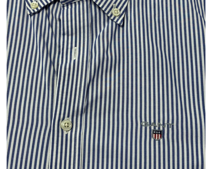 GANT Blue/White Striped Broadcloth Banker Slim Shirt