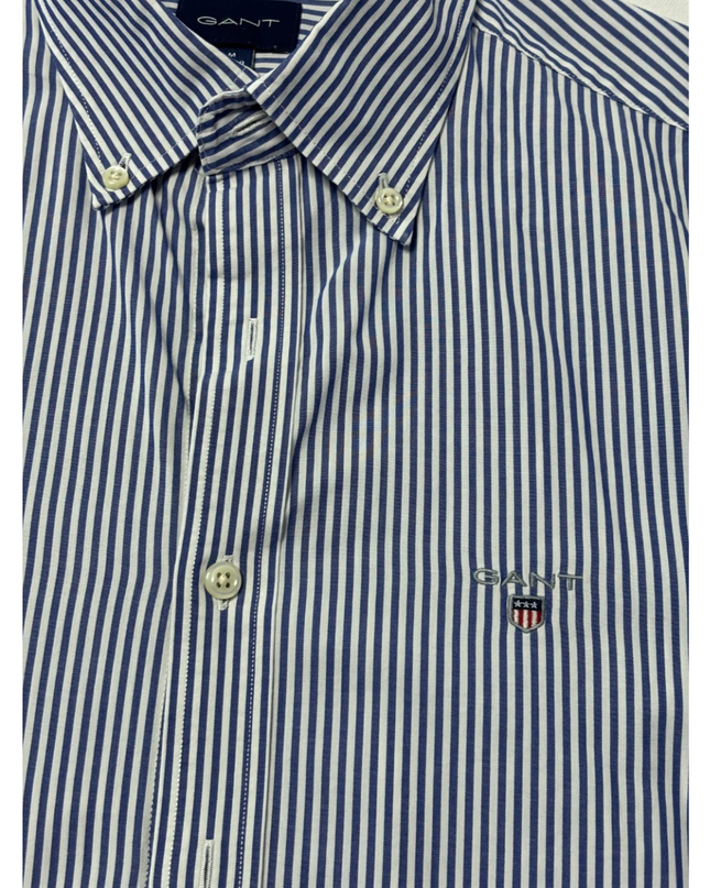 GANT Blue/White Striped Broadcloth Banker Slim Shirt