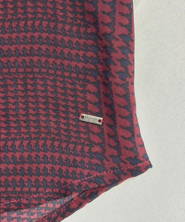 Tommy Hilfiger Maroon Patterned Long Sleeve Button-Down Shirt