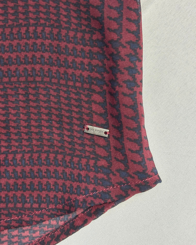 Tommy Hilfiger Maroon Patterned Long Sleeve Button-Down Shirt