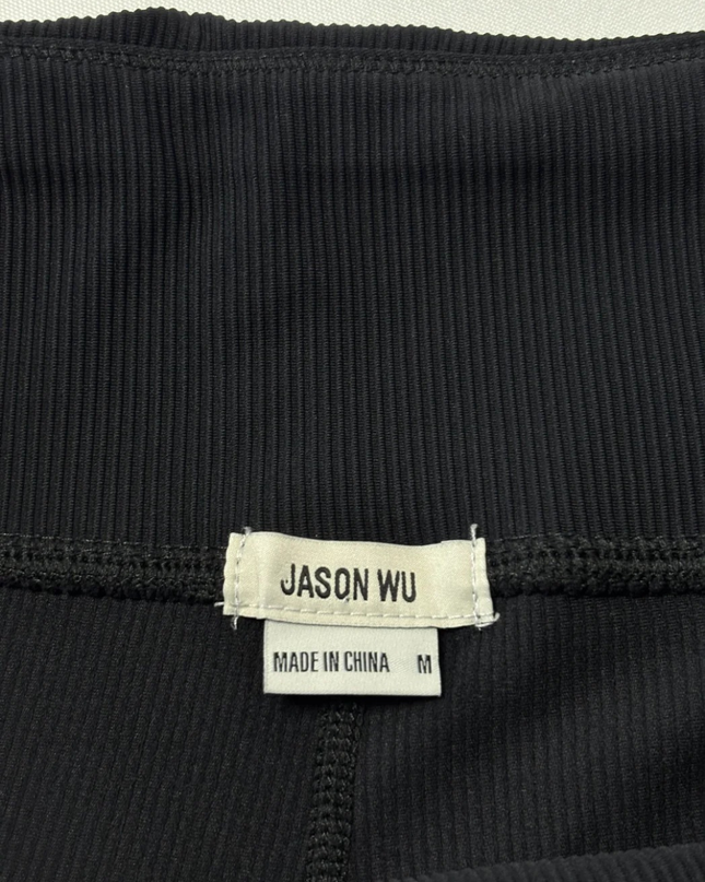 Jason Wu Black Ribbed High-Waisted Leggings