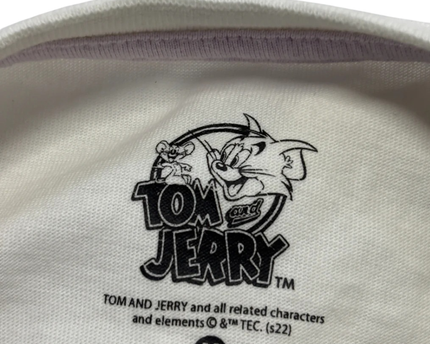 Tom and Jerry Off-white Graphic Tee with Colorblock Panel