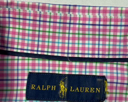 Ralph Lauren Pink Plaid Slim Fit Non-Iron Shirt