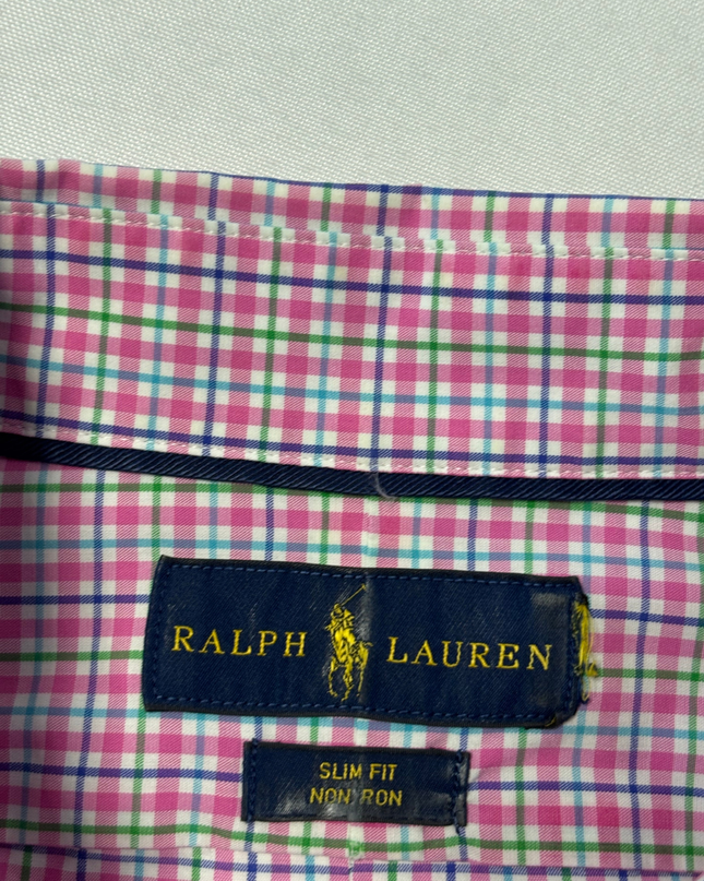 Ralph Lauren Pink Plaid Slim Fit Non-Iron Shirt