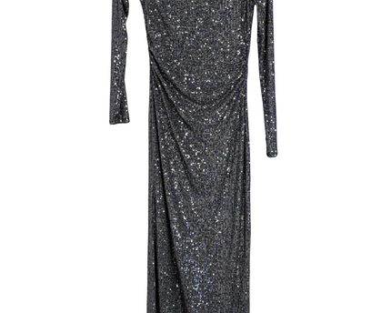 Pull & Bear Silver Sequin One-Shoulder Maxi Dress