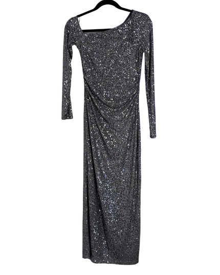 Pull & Bear Silver Sequin One-Shoulder Maxi Dress