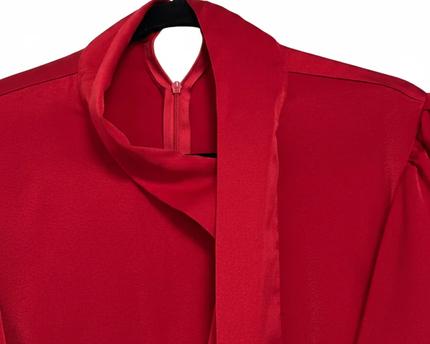 CeCe Red Flutter Sleeve Peplum Blouse