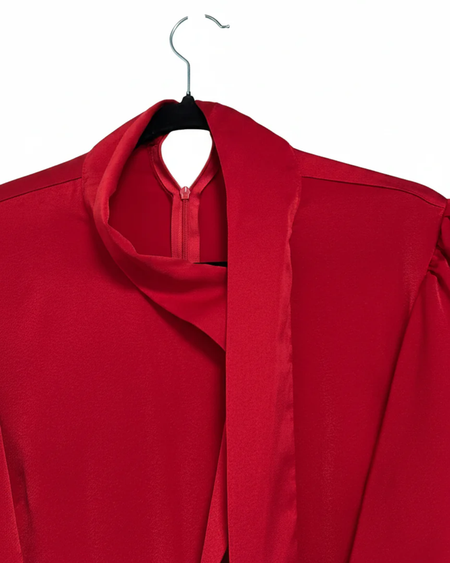 CeCe Red Flutter Sleeve Peplum Blouse