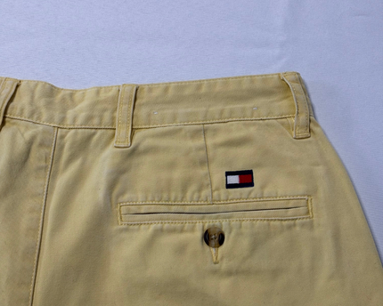 Tommy Hilfiger Yellow Pleated Cotton Chino Shorts