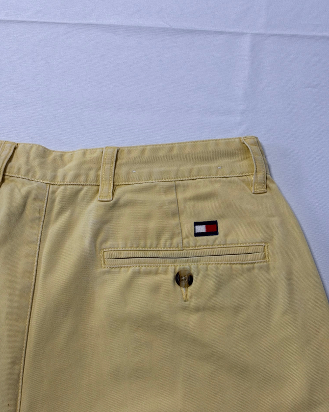 Tommy Hilfiger Yellow Pleated Cotton Chino Shorts