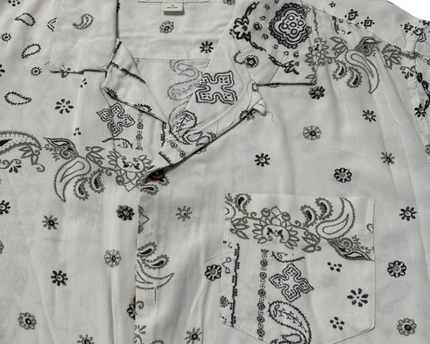 Aeropostale White Bandana Print Short Sleeve Resort Shirt