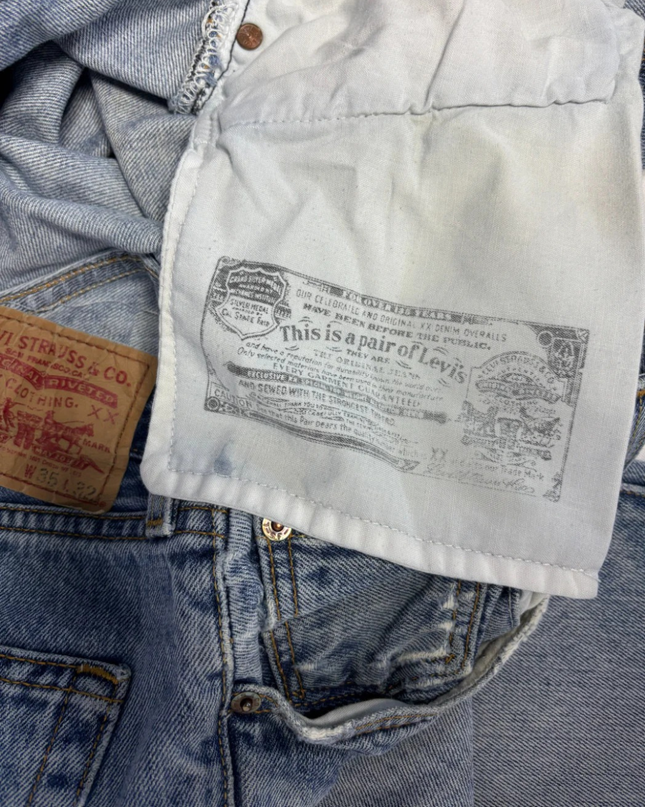 Levi's Blue 501 Original Straight Fit Distressed Jeans