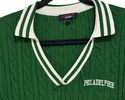 Don't Call Me Jennyfer Green Cable Knit Polo Dress