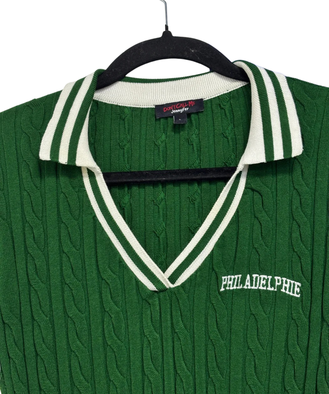 Don't Call Me Jennyfer Green Cable Knit Polo Dress