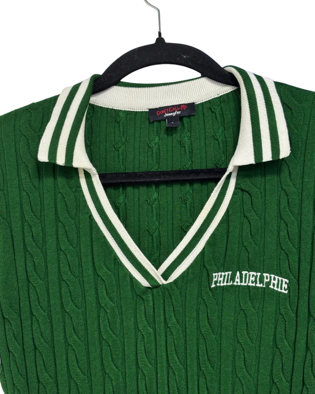 Don't Call Me Jennyfer Green Cable Knit Polo Dress