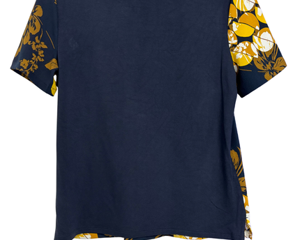 M&S COLLECTION Navy Blue and Yellow Abstract Print Top