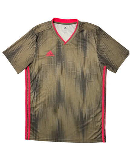 Adidas Olive & Black Climalite Neon Trim Performance Football Jersey