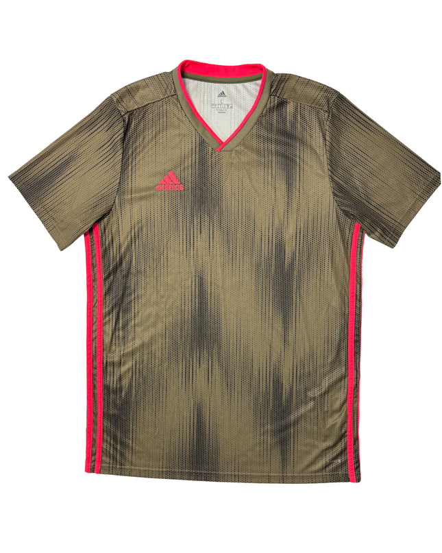 Adidas Olive & Black Climalite Neon Trim Performance Football Jersey