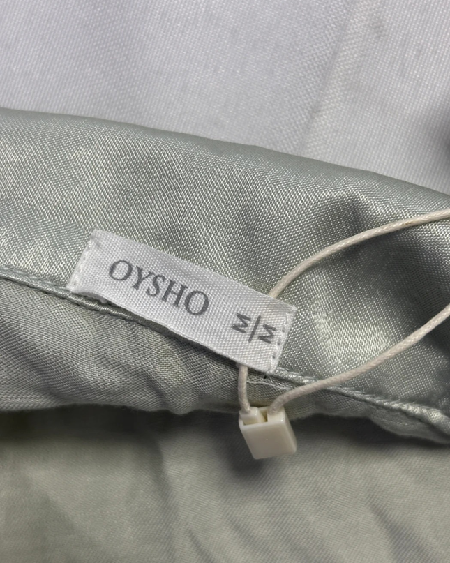 Oysho Sage Green Silky Viscose Button-Down Blouse W/Tags