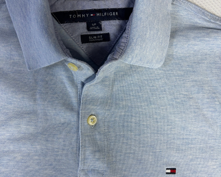 Tommy Hilfiger Light Blue Slim Fit Short Sleeve Polo Shirt