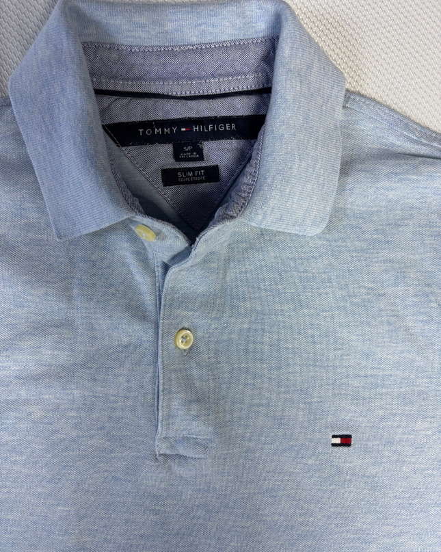 Tommy Hilfiger Light Blue Slim Fit Short Sleeve Polo Shirt