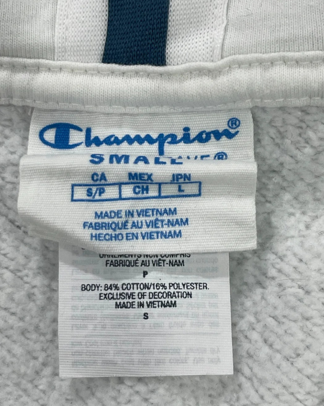 Champion White Geometric Color-Block Zip-Up Hoodie Unisex