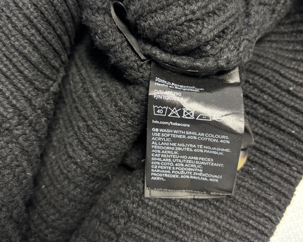 H&M Black Rib-Knit V-Neck Cropped Cardigan
