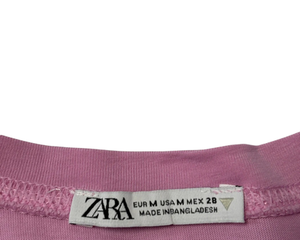 Zara Pink Short Sleeve Classic Crew Neck T-Shirt