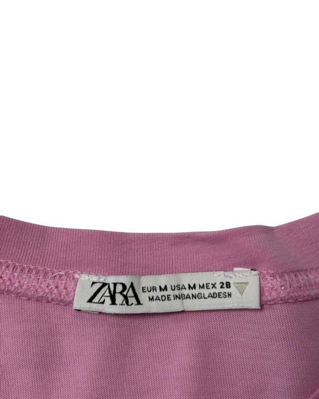 Zara Pink Short Sleeve Classic Crew Neck T-Shirt