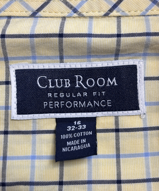 Club Room Yellow/Check Regular Fit Performance Cotton Shirt
