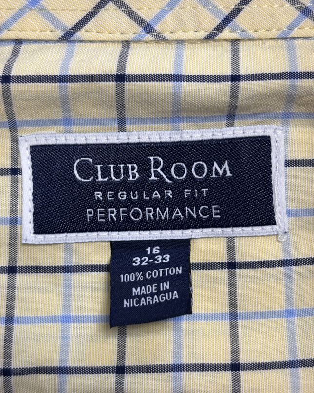 Club Room Yellow/Check Regular Fit Performance Cotton Shirt