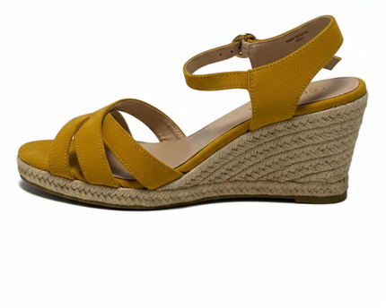ABI Yellow Suede Espadrille Wedge Sandals