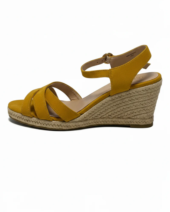 ABI Yellow Suede Espadrille Wedge Sandals
