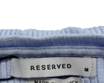 RESERVED Light Blue Ribbed Puff Sleeve Blouse W/Tags