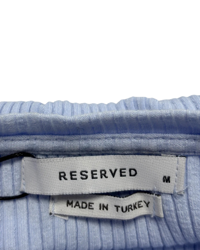 RESERVED Light Blue Ribbed Puff Sleeve Blouse W/Tags