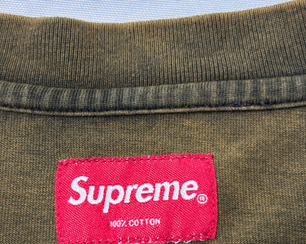 Supreme Olive Green Pigment Dyed Embroidered Logo T-Shirt