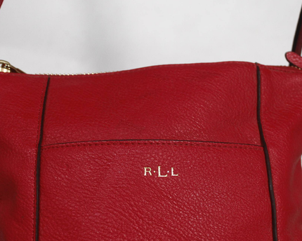 Lauren Ralph Lauren Red Pebbled Leather Crossbody Bag