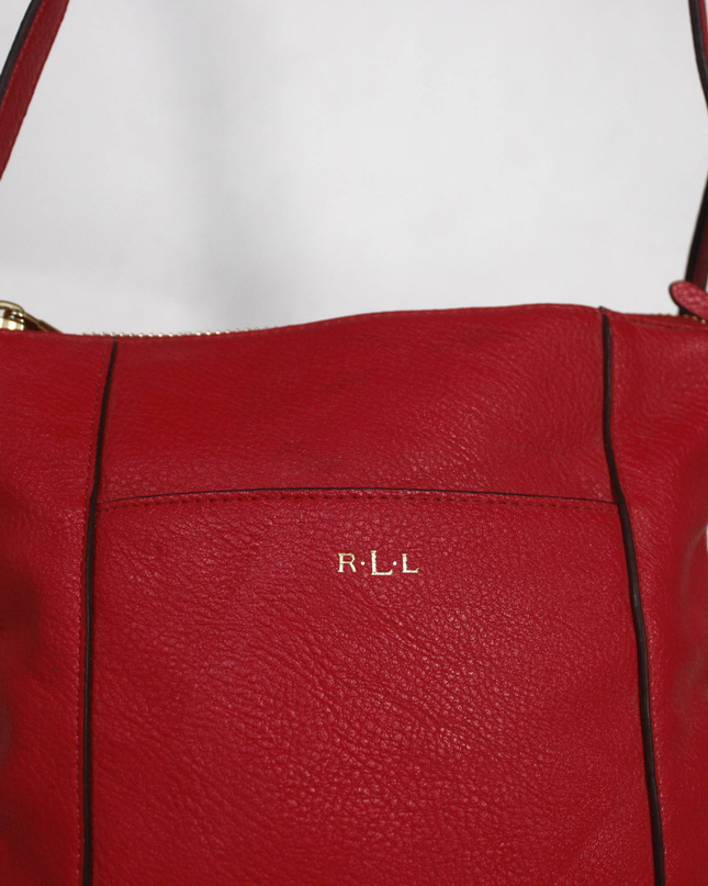 Lauren Ralph Lauren Red Pebbled Leather Crossbody Bag