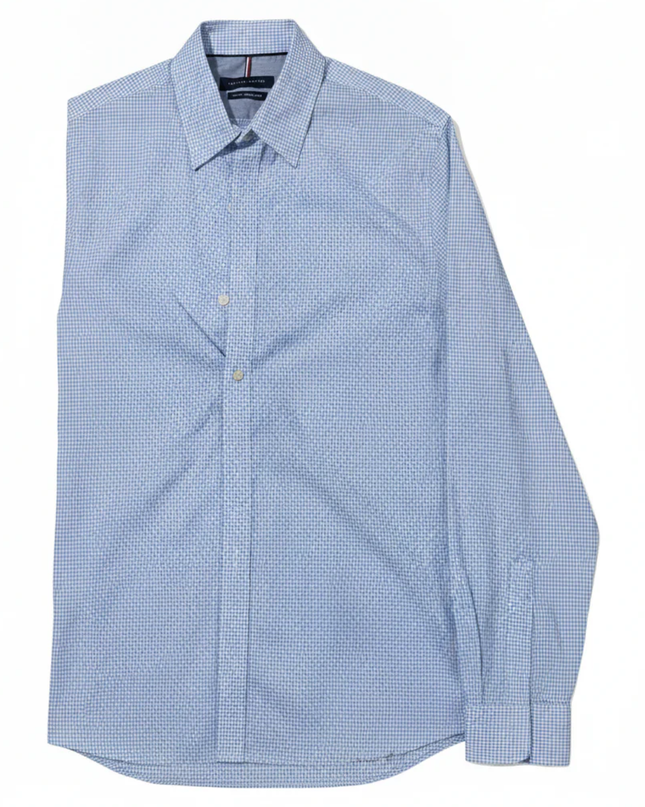 Tommy Hilfiger Light Blue Gingham Check Slim Fit Long Sleeve Shirt