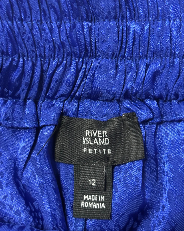 River Island Blue Textured Ruffle Tie-Waist Skort