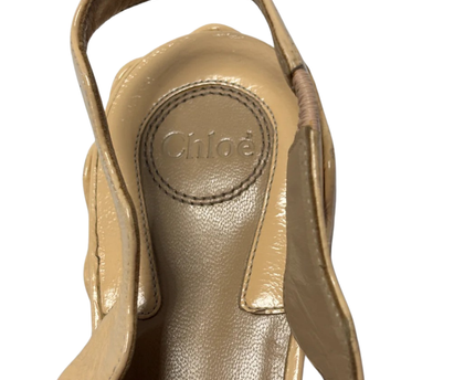 Chloe Beige Scalloped Slingback Flats