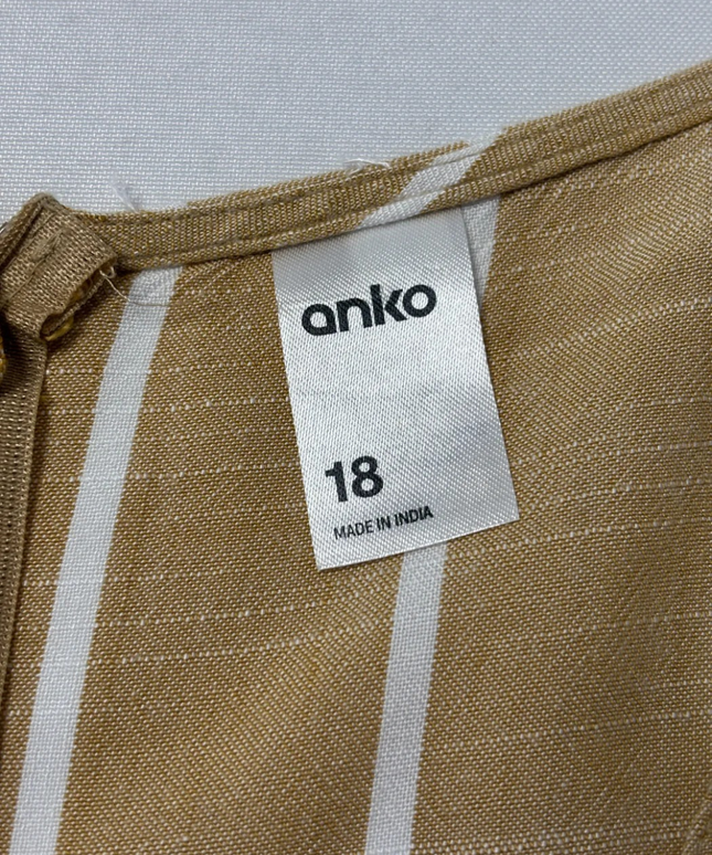 Anko Tan/White Striped Sleeveless V-Neck Wide Leg Jumpsuit