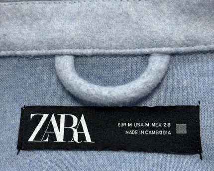 Zara Light Blue Cropped Textured Jacket