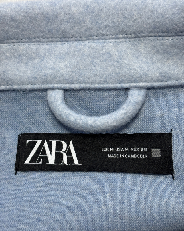 Zara Light Blue Cropped Textured Jacket
