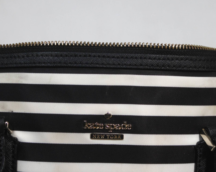 Kate Spade Black and White Striped Satchel Bag