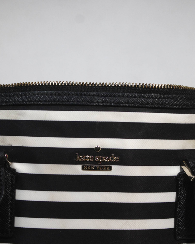 Kate Spade Black and White Striped Satchel Bag