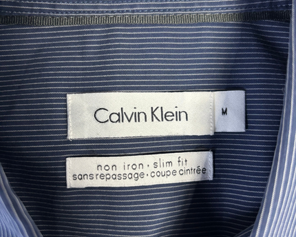 Calvin Klein Blue Pinstripe Slim Fit Dress Shirt
