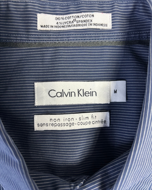 Calvin Klein Blue Pinstripe Slim Fit Dress Shirt