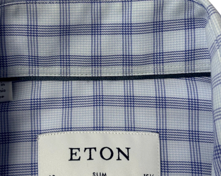 ETON Blue Checked Slim Fit Dress Shirt
