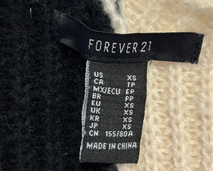 Forever 21 Black and Cream Split Jeweled Button Cardigan